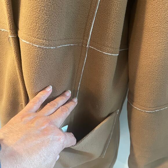 Susan Graver Weekend  Fleece  Sherpa Coat jacket Large button down pockets - Picture 10 of 14